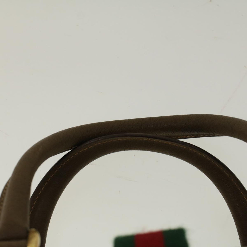 GUCCI GG Canvas Web Sherry Line Boston Bag PVC Leather Beige Green 58085