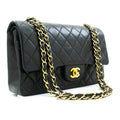 CHANEL Classic Double Flap Medium Chain Shoulder Bag Black Lamb k61