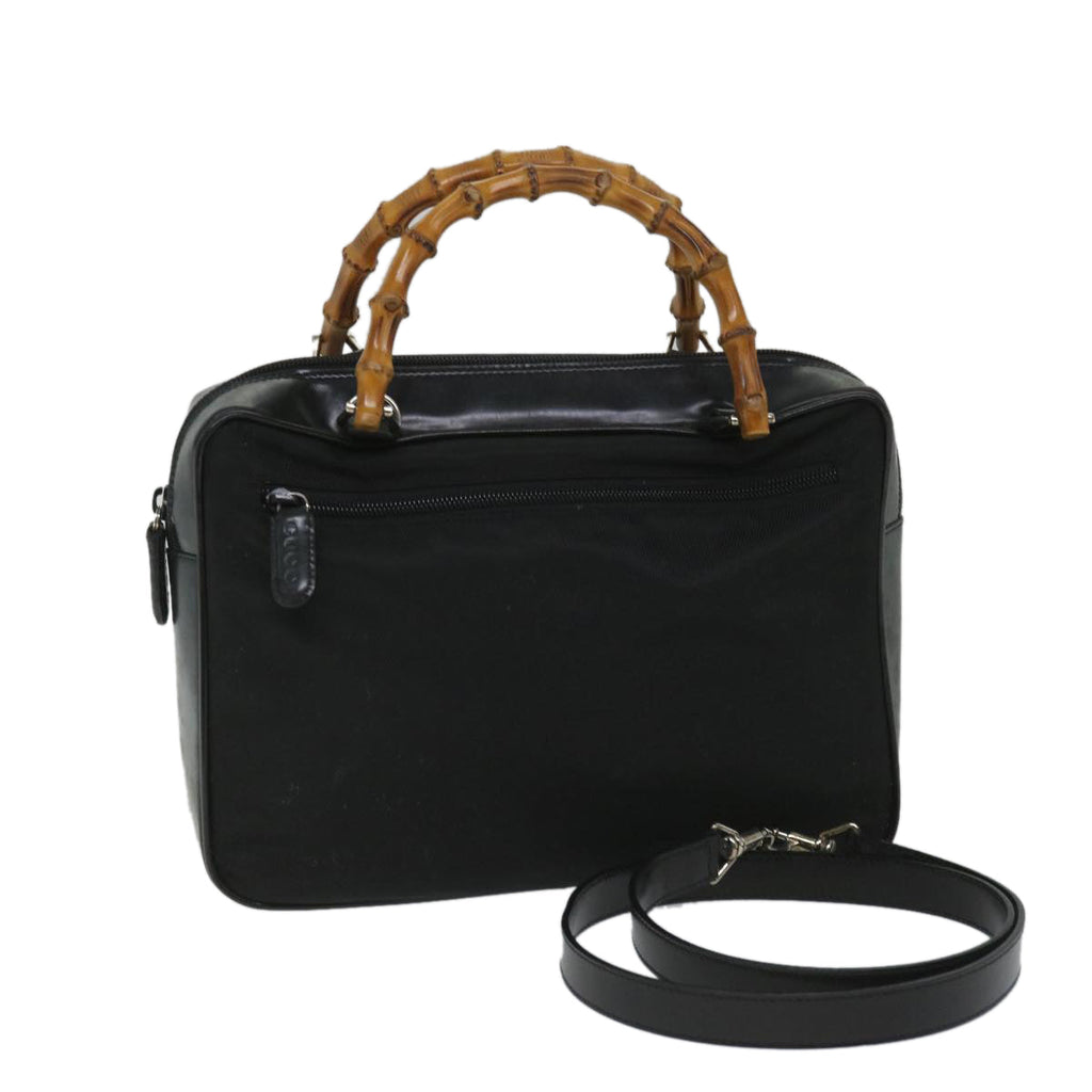 GUCCI Bamboo Shoulder Bag Nylon Enamel 2way Black 58103