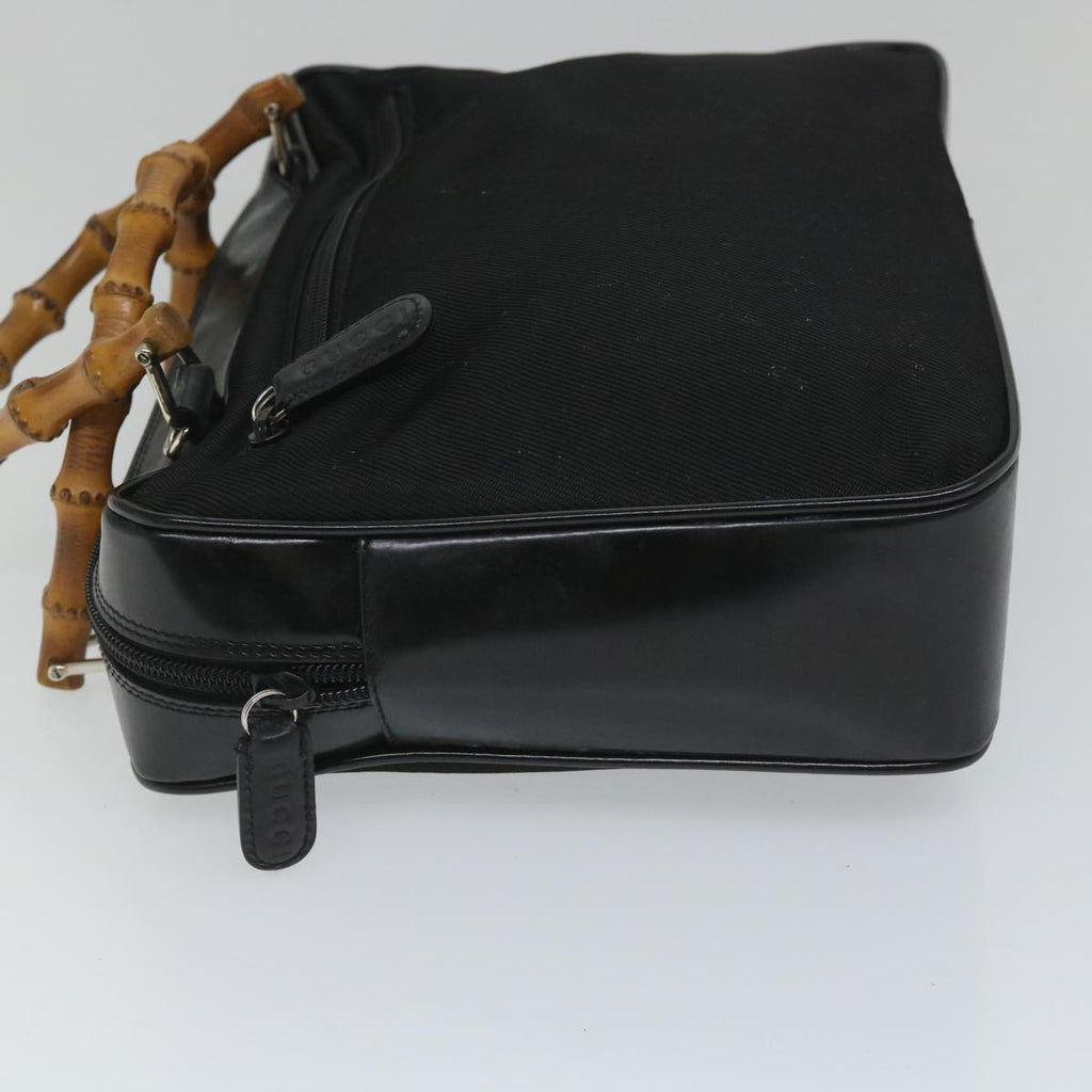 GUCCI Bamboo Shoulder Bag Nylon Enamel 2way Black 58103