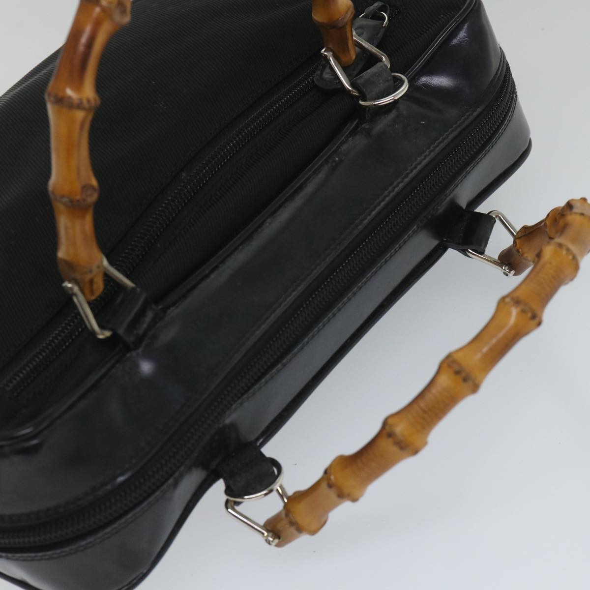 GUCCI Bamboo Shoulder Bag Nylon Enamel 2way Black 58103
