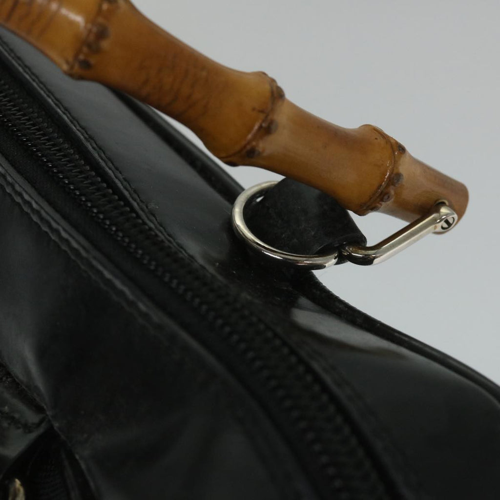 GUCCI Bamboo Shoulder Bag Nylon Enamel 2way Black 58103