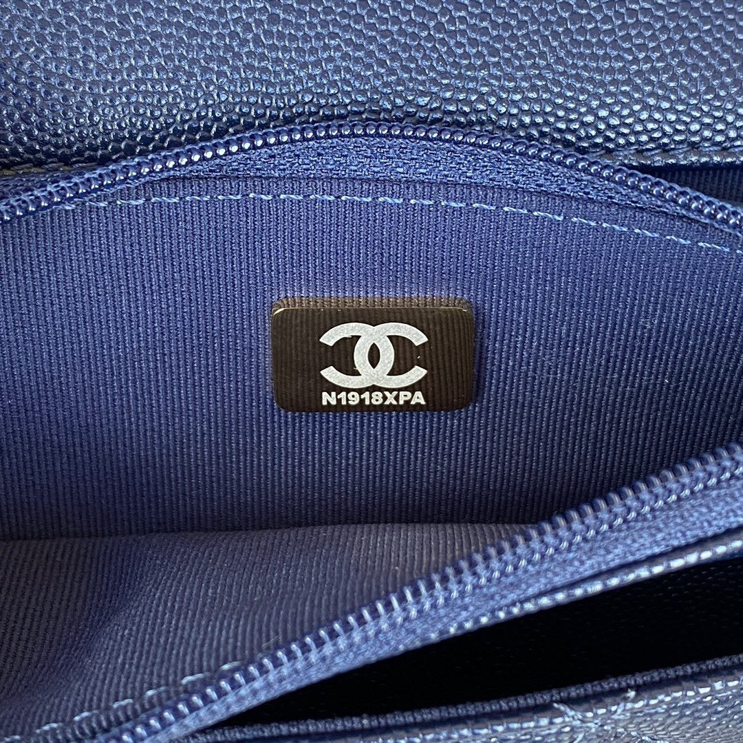 CHLSmall Flap Bag Gold Hardware Navy Blue For Women, Women’s Handbags, Shoulder Bags 7.5in/19cm AP2840