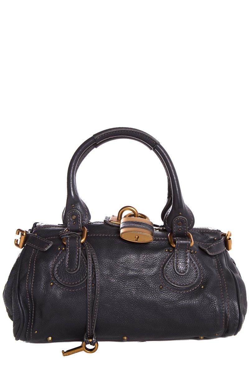 ChloÃƒÆ’Ã‚Â© Midnight Navy Leather Pad-Lock Large Shoulder Bag