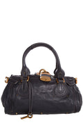 ChloÃƒÆ’Ã‚Â© Midnight Navy Leather Pad-Lock Large Shoulder Bag