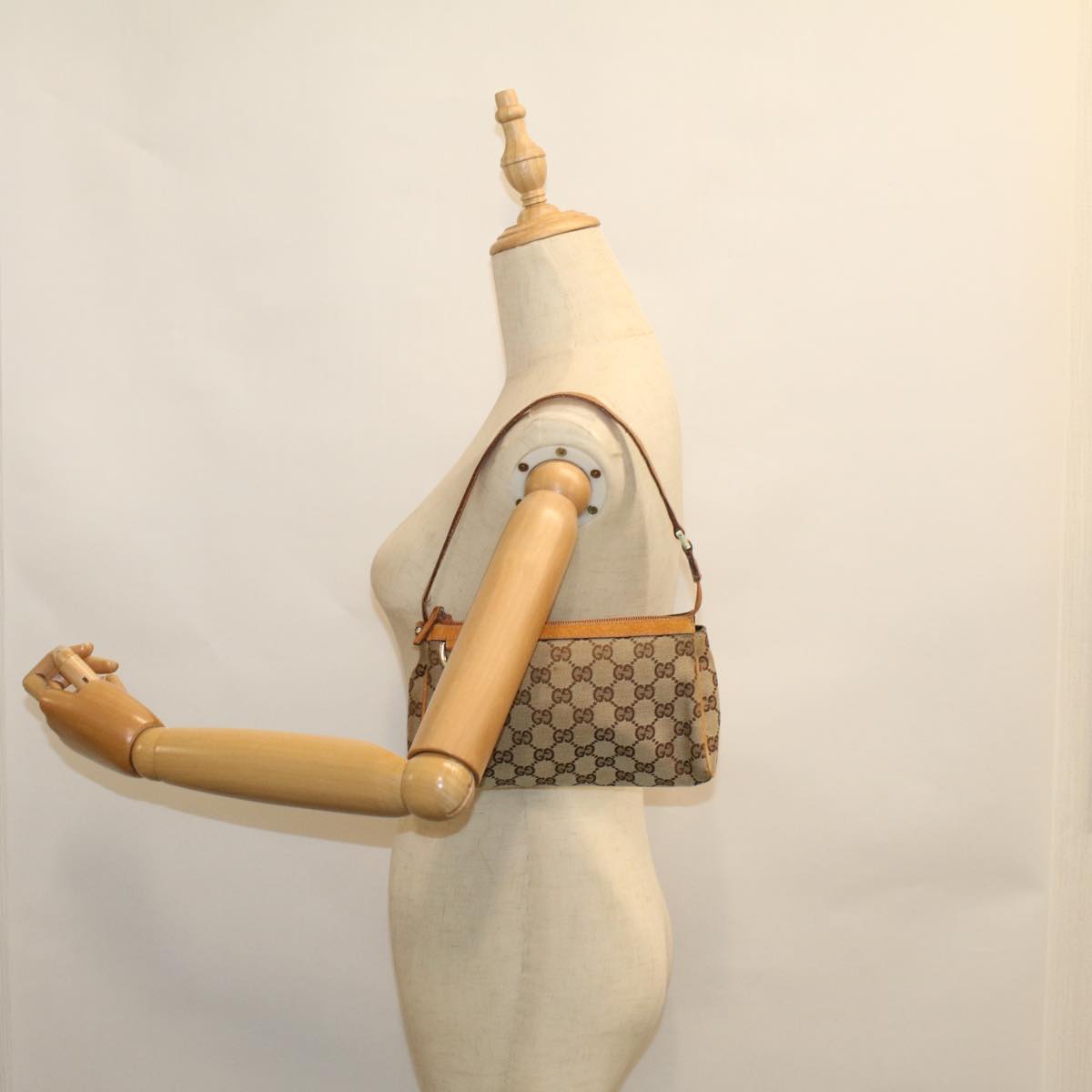 GUCCI GG Canvas Accessory Pouch Beige Brown 145750 58155