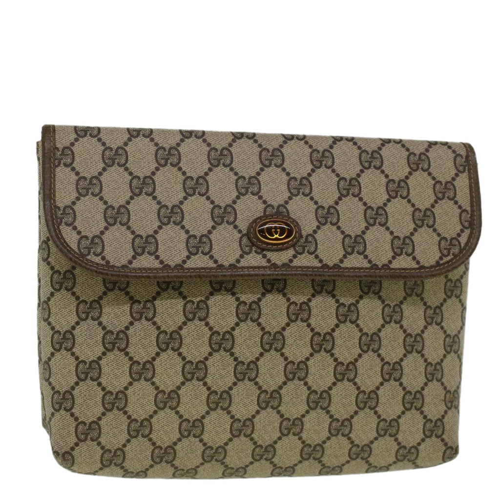 GUCCI GG Canvas Clutch Bag PVC Leather Beige 001 19 5493 58158