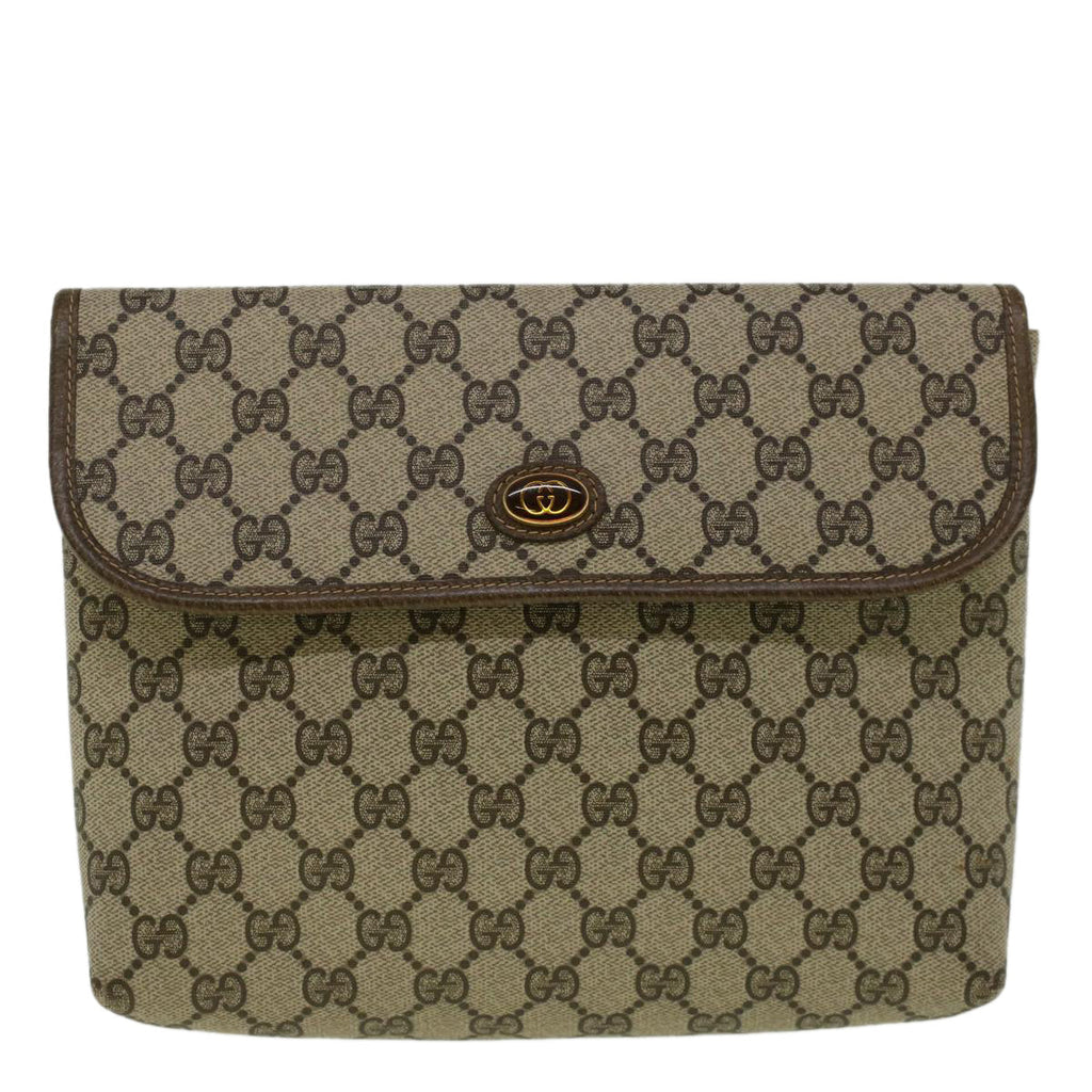 GUCCI GG Canvas Clutch Bag PVC Leather Beige 001 19 5493 58158