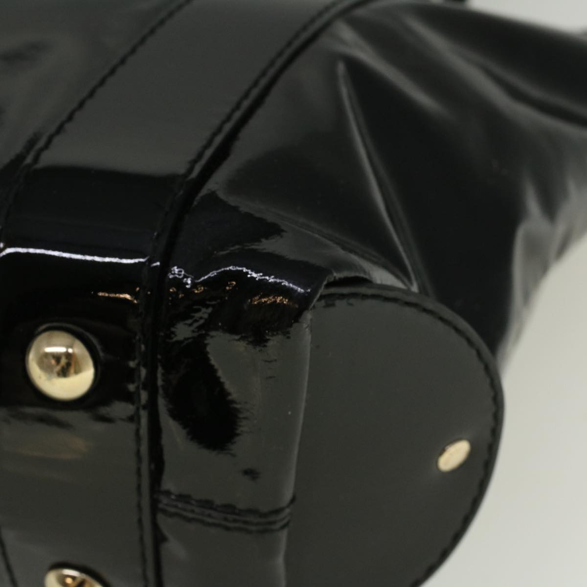 GUCCI Hand Bag Enamel Black 203521 58190