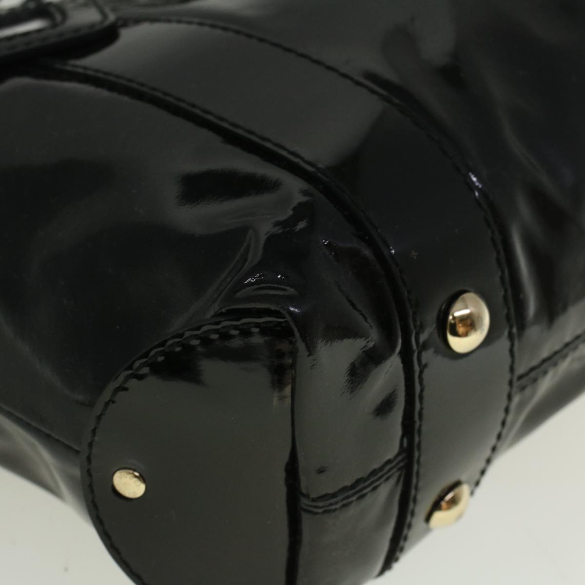 GUCCI Hand Bag Enamel Black 203521 58190