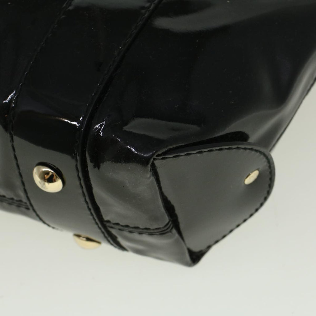GUCCI Hand Bag Enamel Black 203521 58190