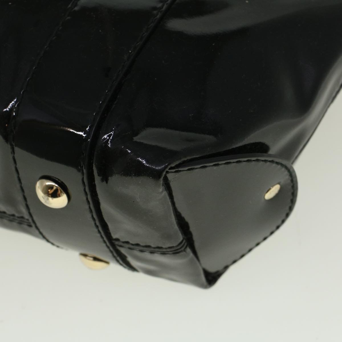 GUCCI Hand Bag Enamel Black 203521 58190