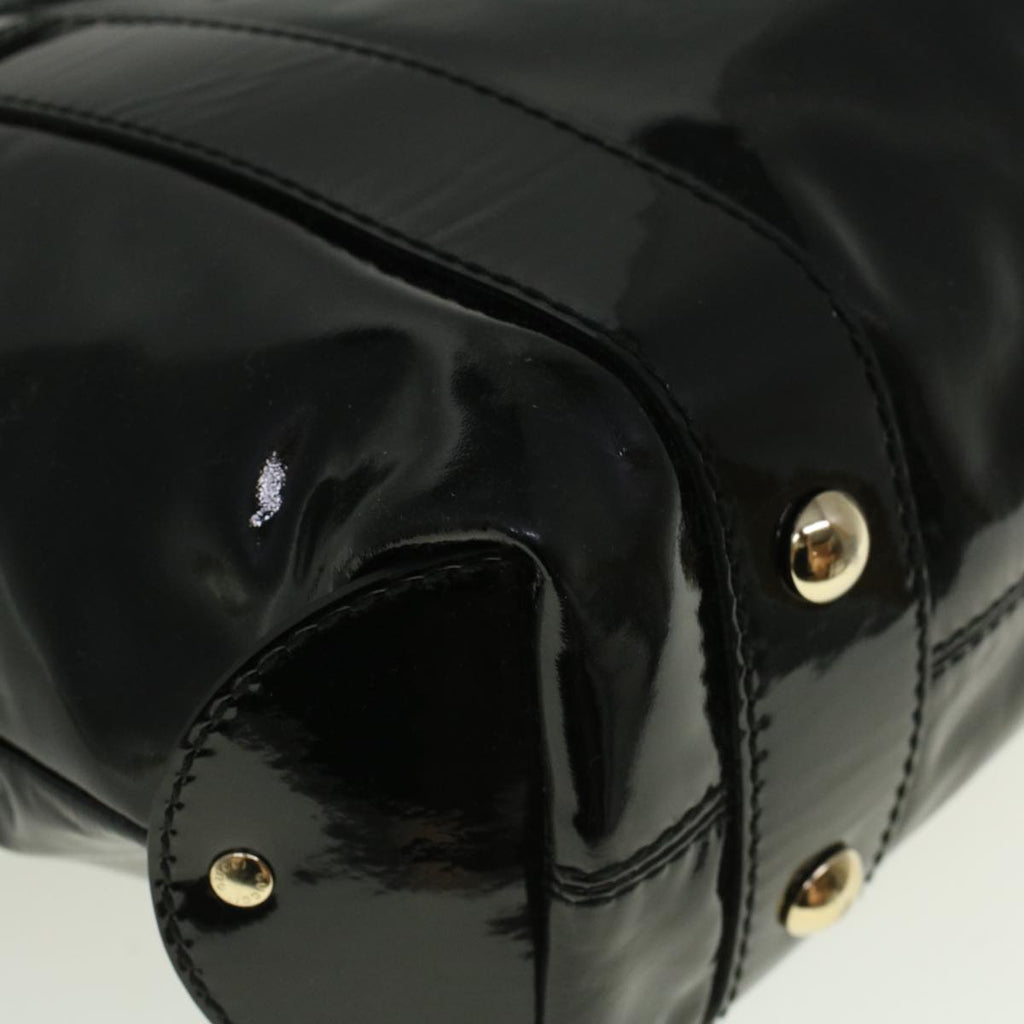 GUCCI Hand Bag Enamel Black 203521 58190