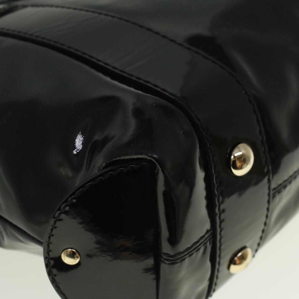 GUCCI Hand Bag Enamel Black 203521 58190