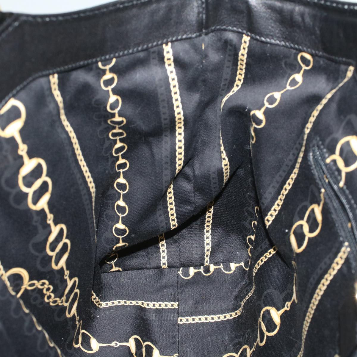 GUCCI Hand Bag Enamel Black 203521 58190