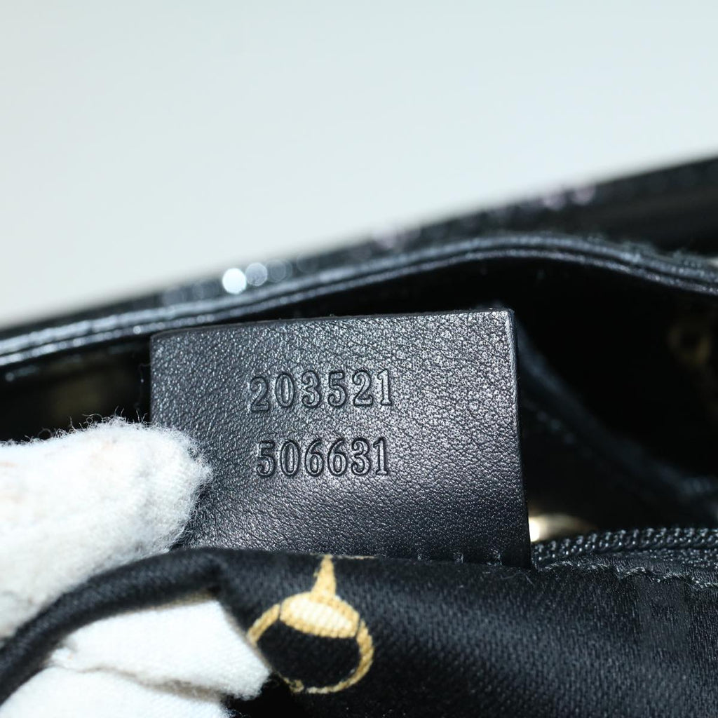 GUCCI Hand Bag Enamel Black 203521 58190