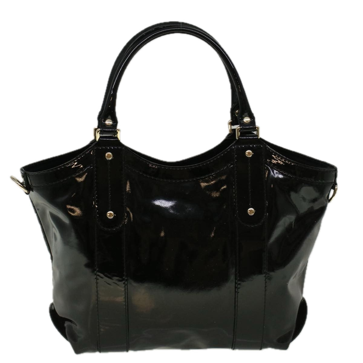 GUCCI Hand Bag Enamel Black 203521 58190