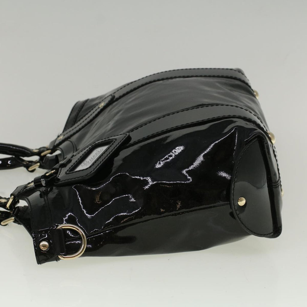 GUCCI Hand Bag Enamel Black 203521 58190