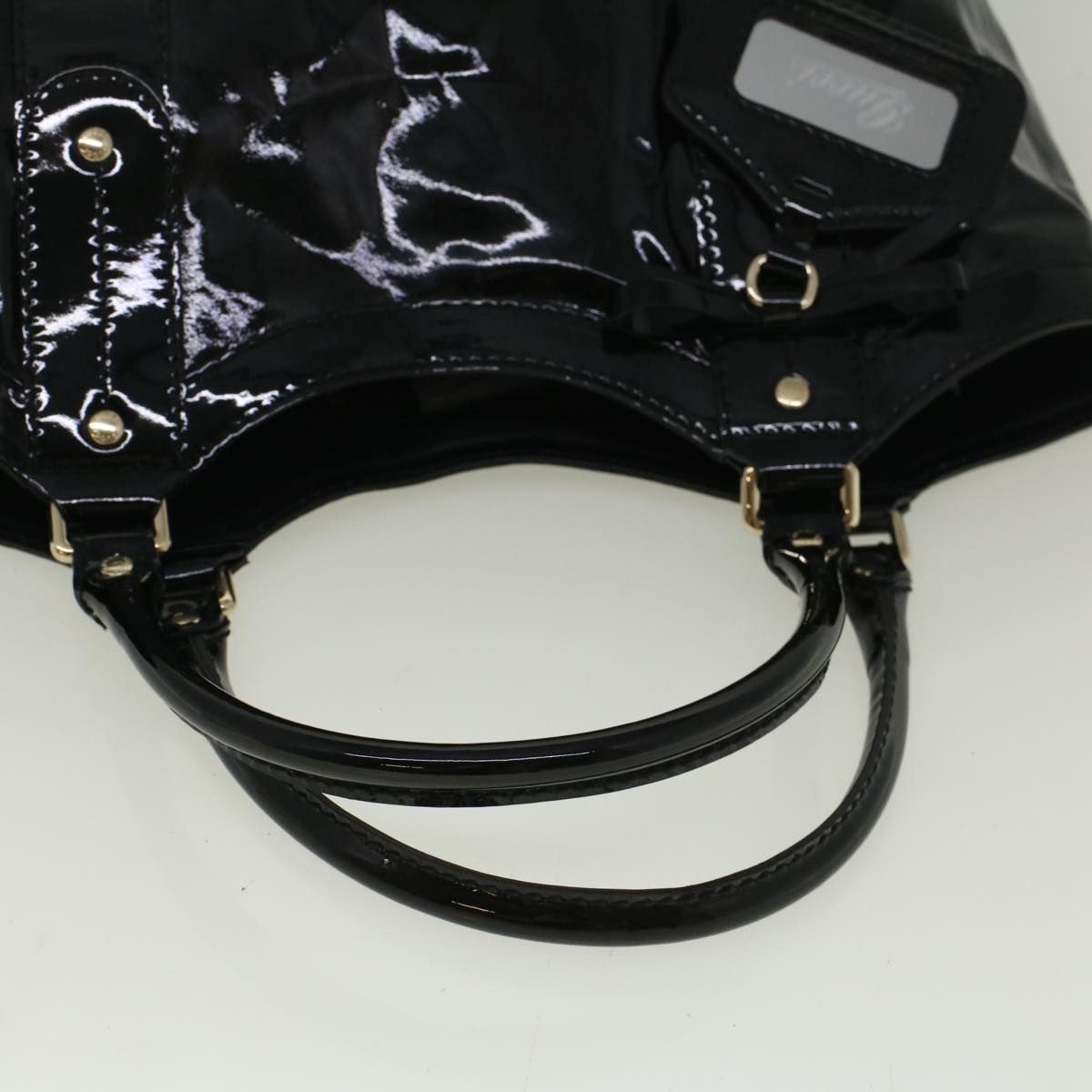 GUCCI Hand Bag Enamel Black 203521 58190