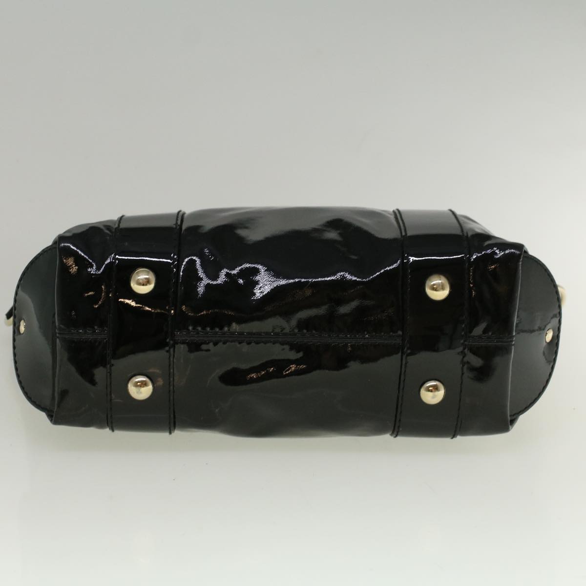 GUCCI Hand Bag Enamel Black 203521 58190