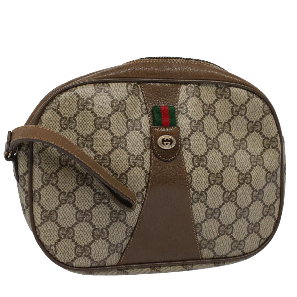 GUCCI GG Supreme Web Sherry Line Clutch Bag Beige Red Green 89 01 034 58199