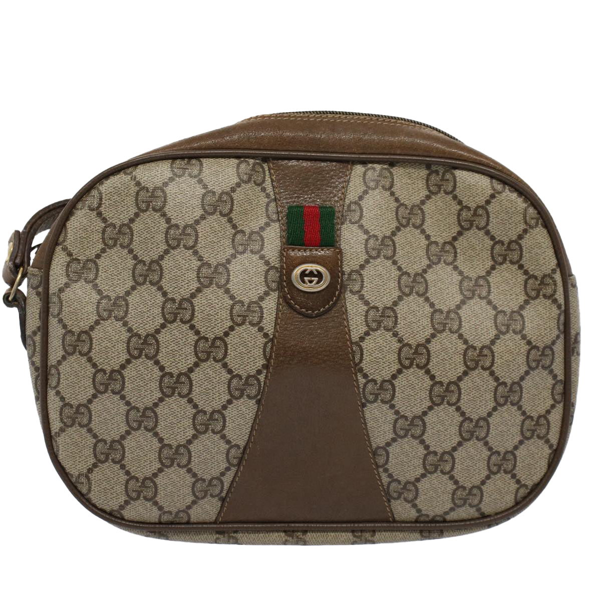 GUCCI GG Supreme Web Sherry Line Clutch Bag Beige Red Green 89 01 034 58199