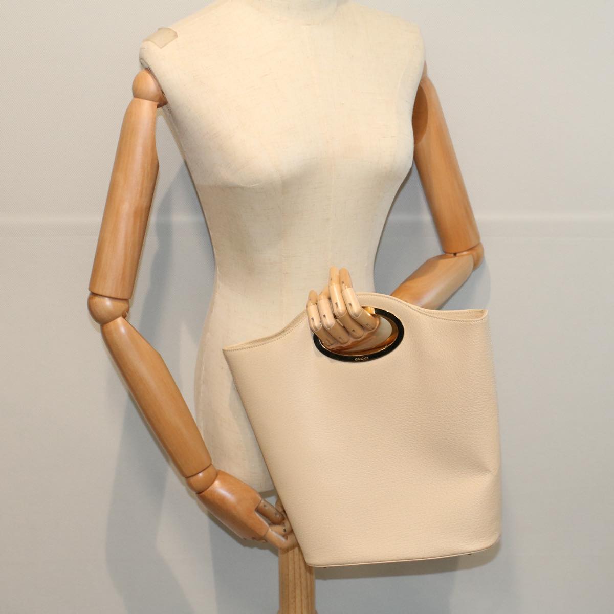 GUCCI Hand Bag Leather Cream 000 1553 0556 58212
