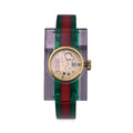 GUCCI Red Green Striped Plexi Web Watch 143.5 Skeleton Dial