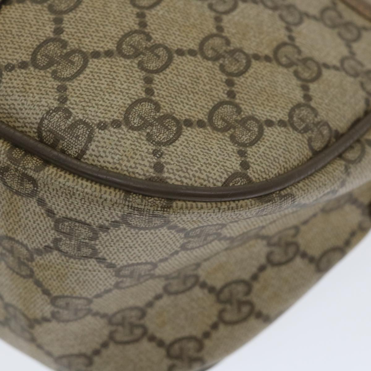 GUCCI GG Canvas Web Sherry Line Shoulder Bag PVC Leather Beige Green 58277