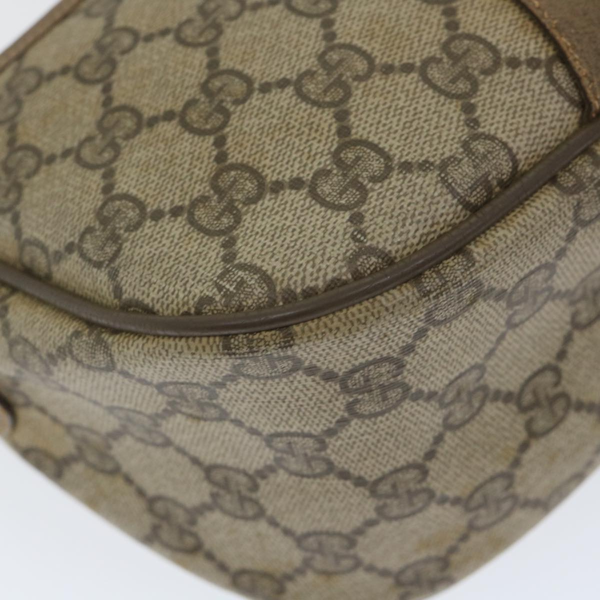 GUCCI GG Canvas Web Sherry Line Shoulder Bag PVC Leather Beige Green 58277