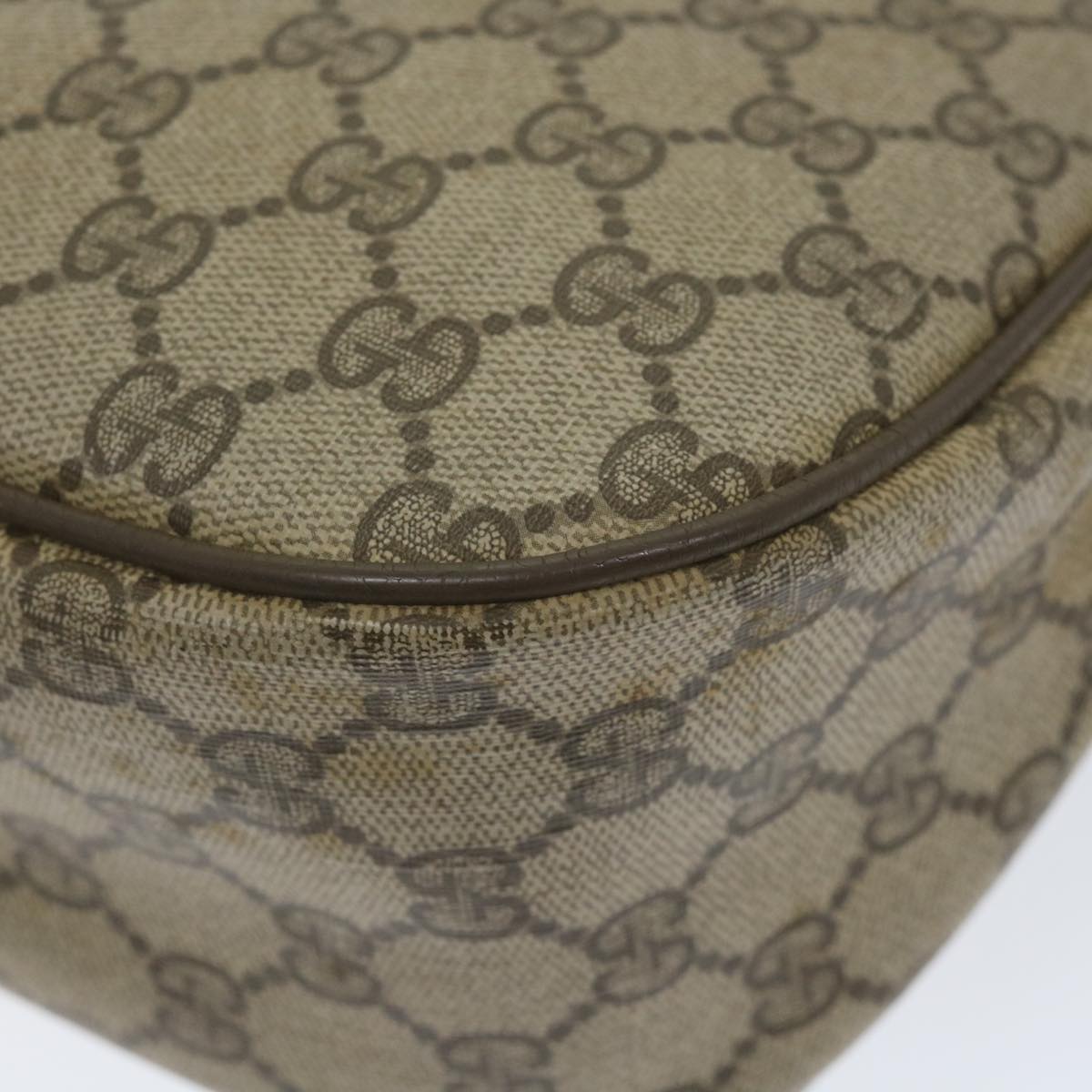 GUCCI GG Canvas Web Sherry Line Shoulder Bag PVC Leather Beige Green 58277