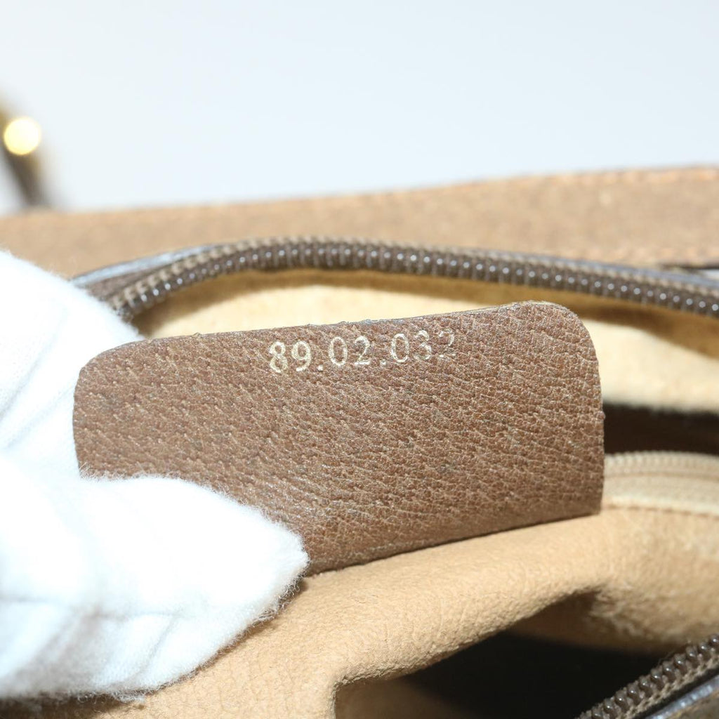 GUCCI GG Canvas Web Sherry Line Shoulder Bag PVC Leather Beige Green 58277