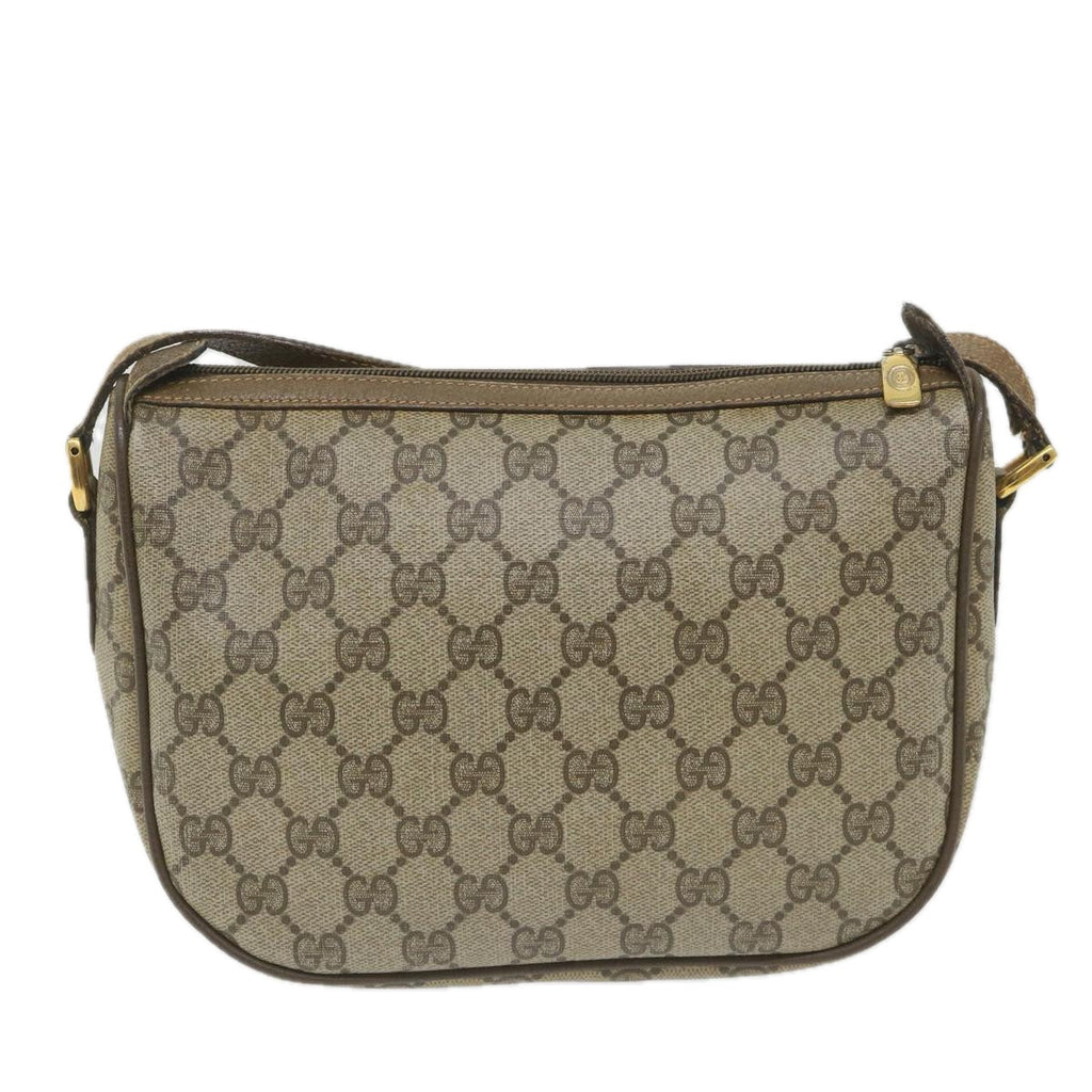 GUCCI GG Canvas Web Sherry Line Shoulder Bag PVC Leather Beige Green 58277