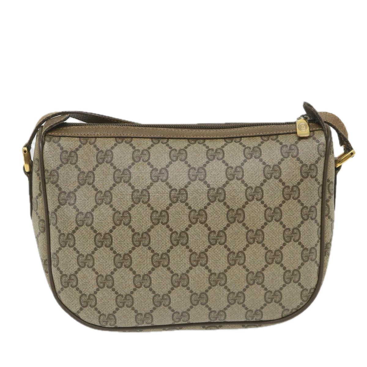 GUCCI GG Canvas Web Sherry Line Shoulder Bag PVC Leather Beige Green 58277