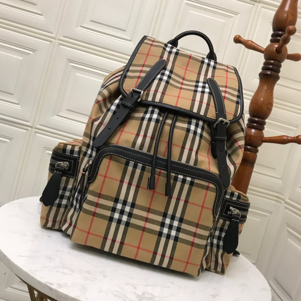GLAMI MeGLAMIum Rucksack In Vintage Check Cotton Canvas-Sandy For Women, Bags 13in/33cm