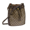 GUCCI GG Canvas Web Sherry Line Shoulder Bag PVC Leather Beige Green 58321