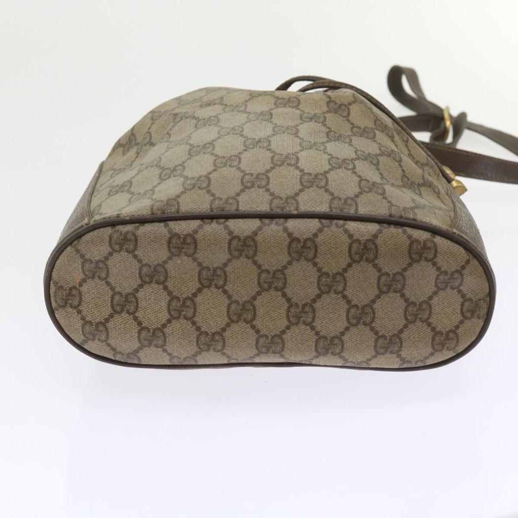 GUCCI GG Canvas Web Sherry Line Shoulder Bag PVC Leather Beige Green 58321