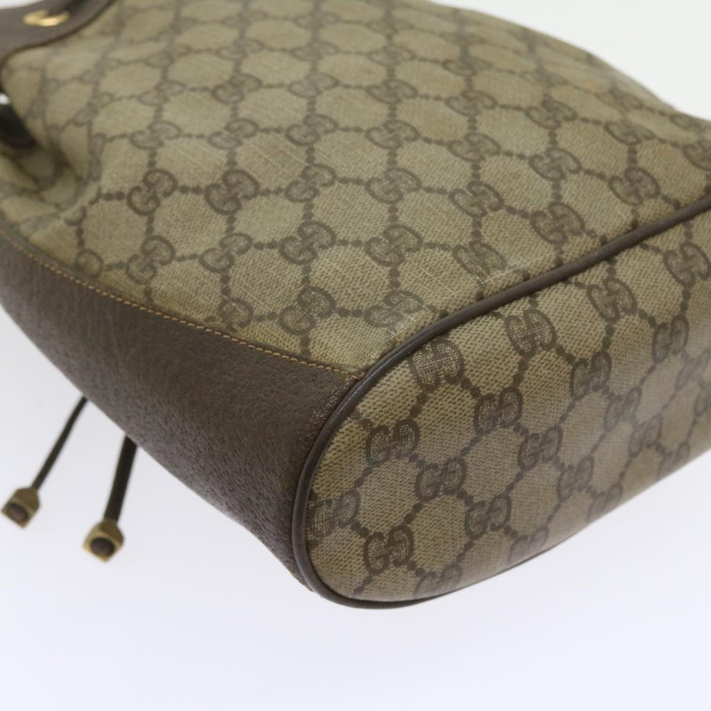 GUCCI GG Canvas Web Sherry Line Shoulder Bag PVC Leather Beige Green 58321