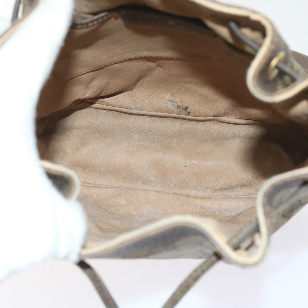 GUCCI GG Canvas Web Sherry Line Shoulder Bag PVC Leather Beige Green 58321