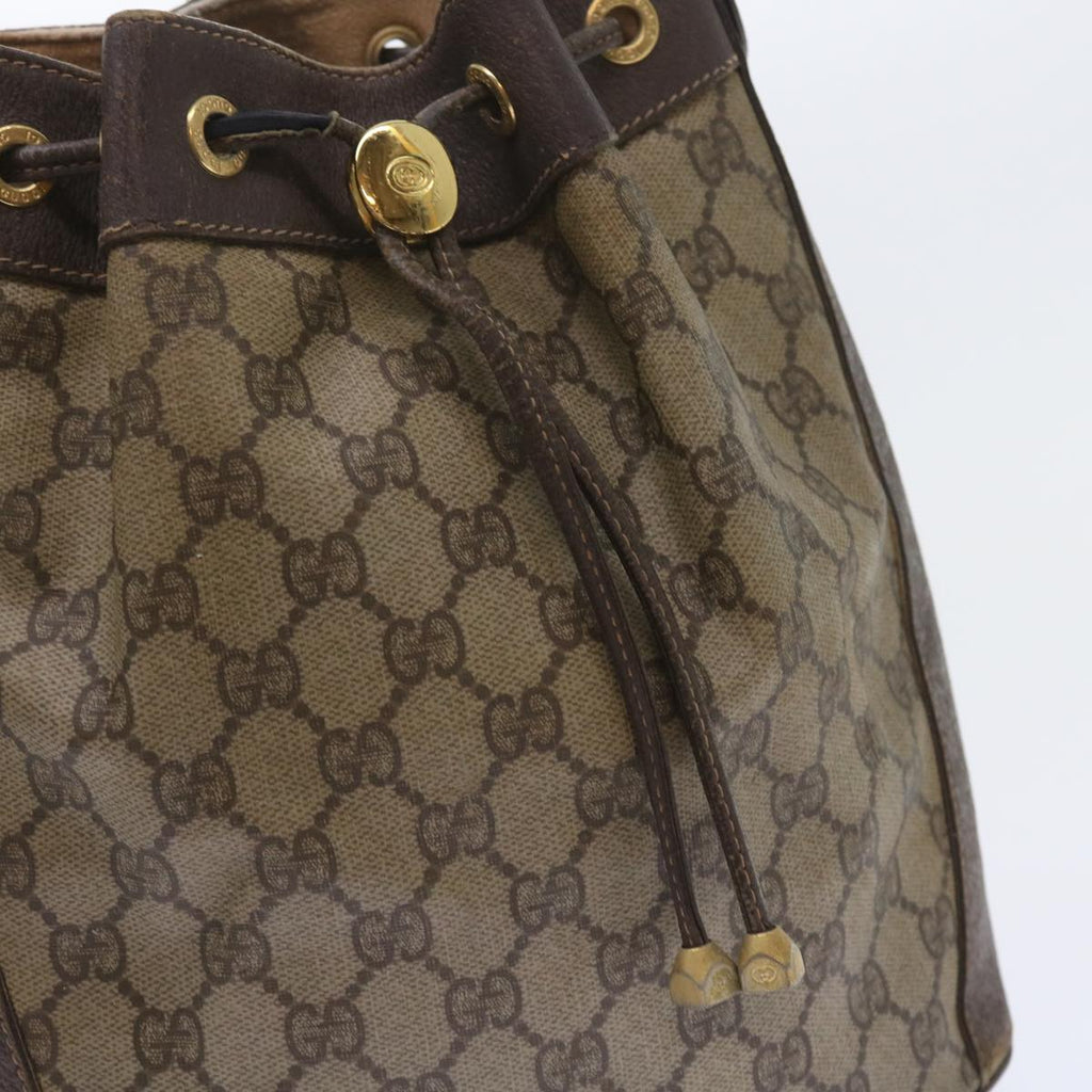 GUCCI GG Canvas Web Sherry Line Shoulder Bag PVC Leather Beige Green 58321