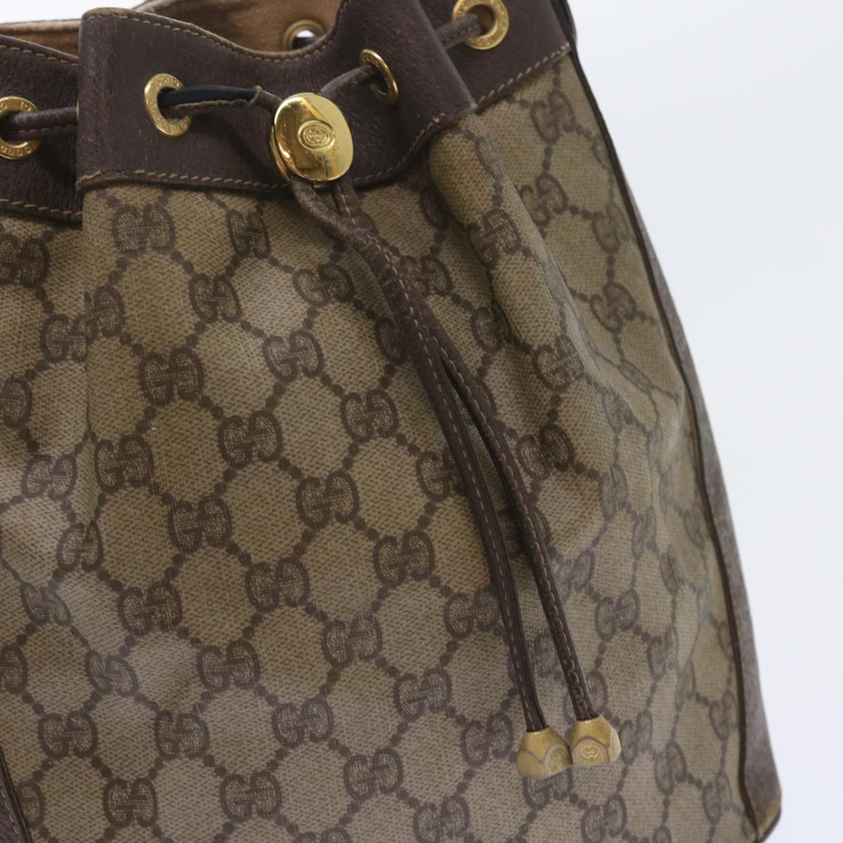 GUCCI GG Canvas Web Sherry Line Shoulder Bag PVC Leather Beige Green 58321