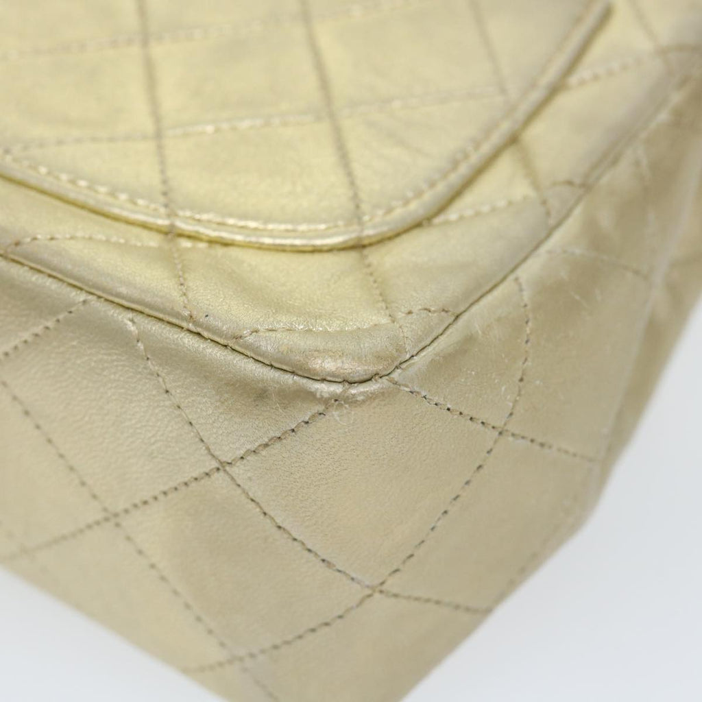 CHANEL Matelasse Chain Shoulder Bag Lamb Skin Gold CC 58346A
