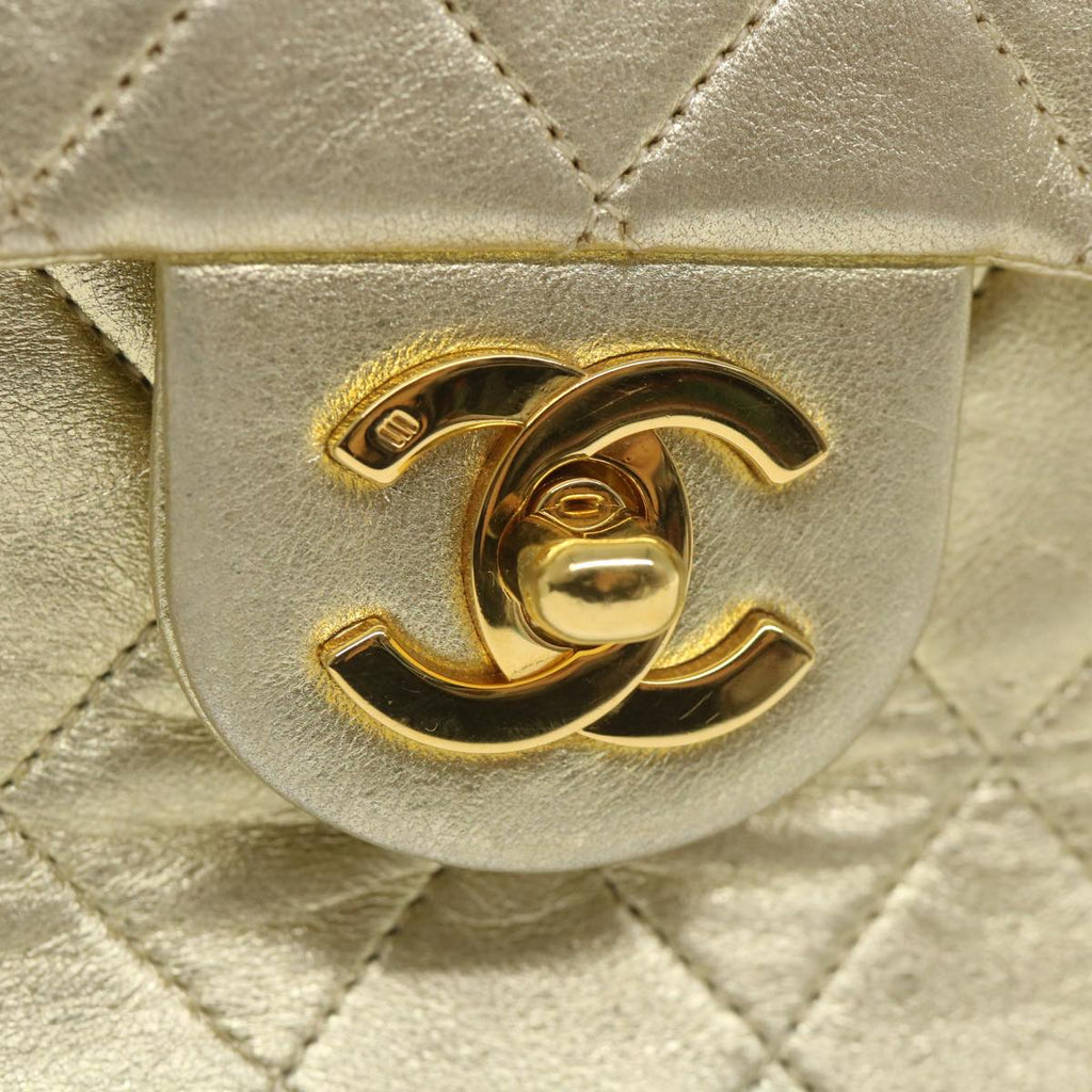 CHANEL Matelasse Chain Shoulder Bag Lamb Skin Gold CC 58346A