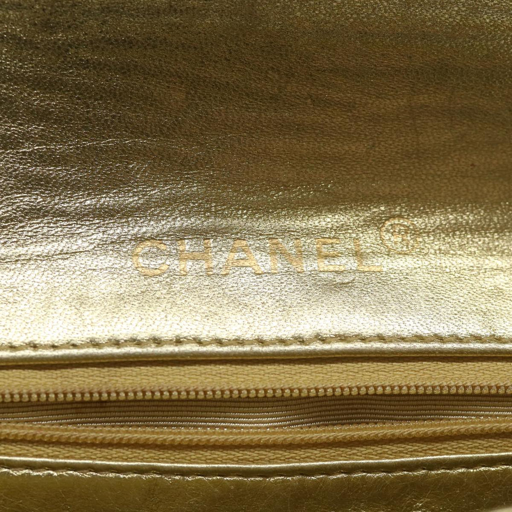CHANEL Matelasse Chain Shoulder Bag Lamb Skin Gold CC 58346A