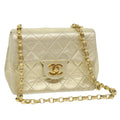 CHANEL Matelasse Chain Shoulder Bag Lamb Skin Gold CC 58346A