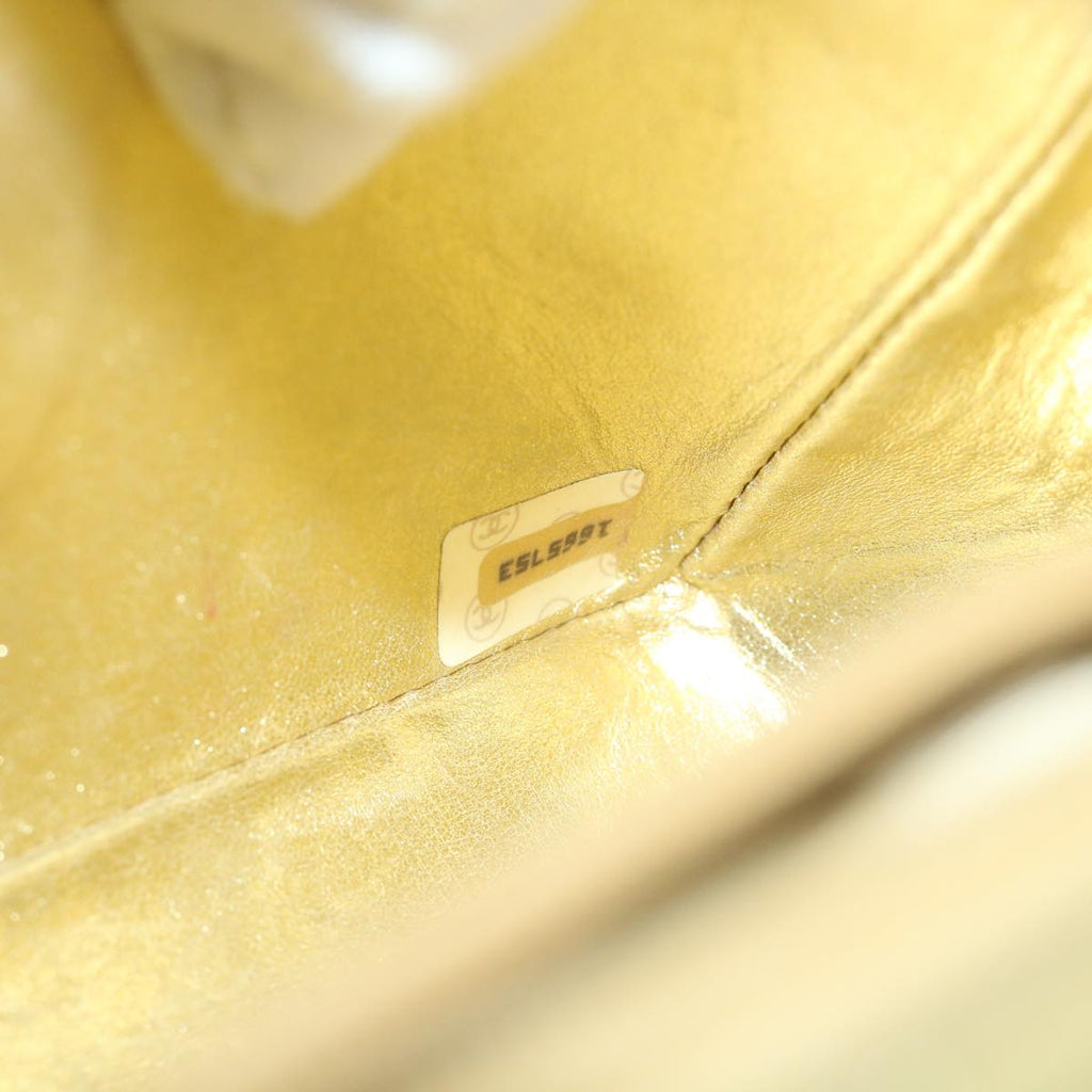 CHANEL Matelasse Chain Shoulder Bag Lamb Skin Gold CC 58346A