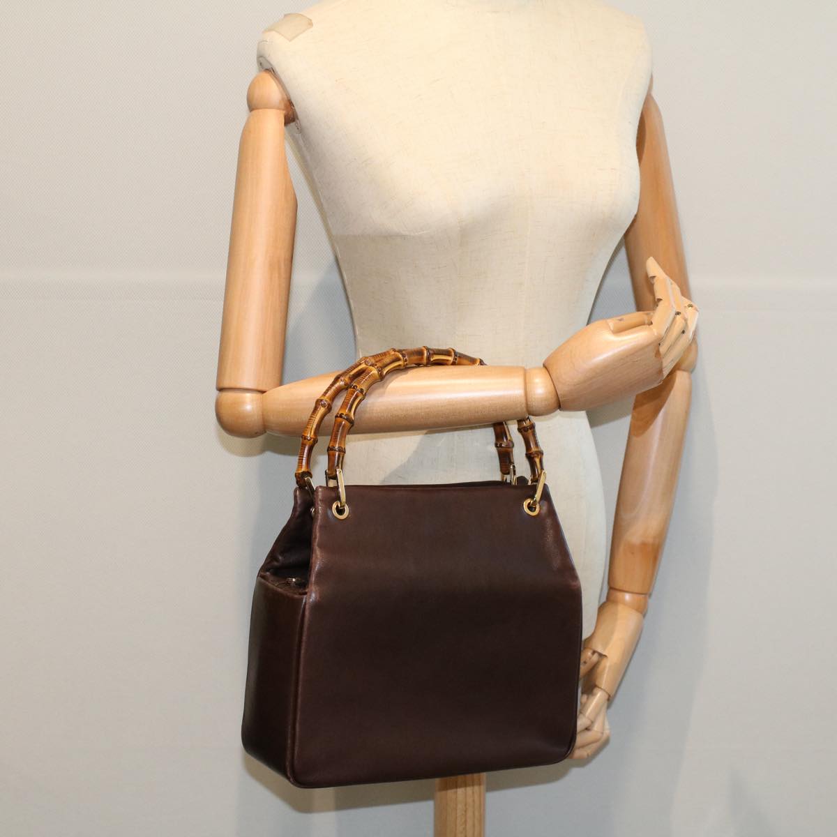 GUCCI Bamboo Hand Bag Leather Brown 000 0580 3444 58413