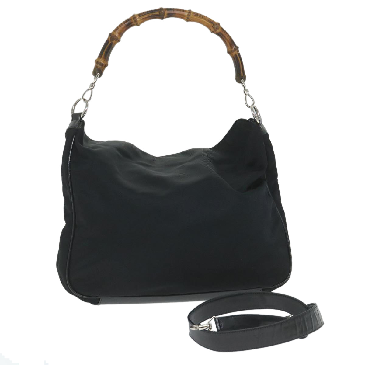 GUCCI Bamboo Hand Bag Nylon 2way Brown 001 2058 1577 58414