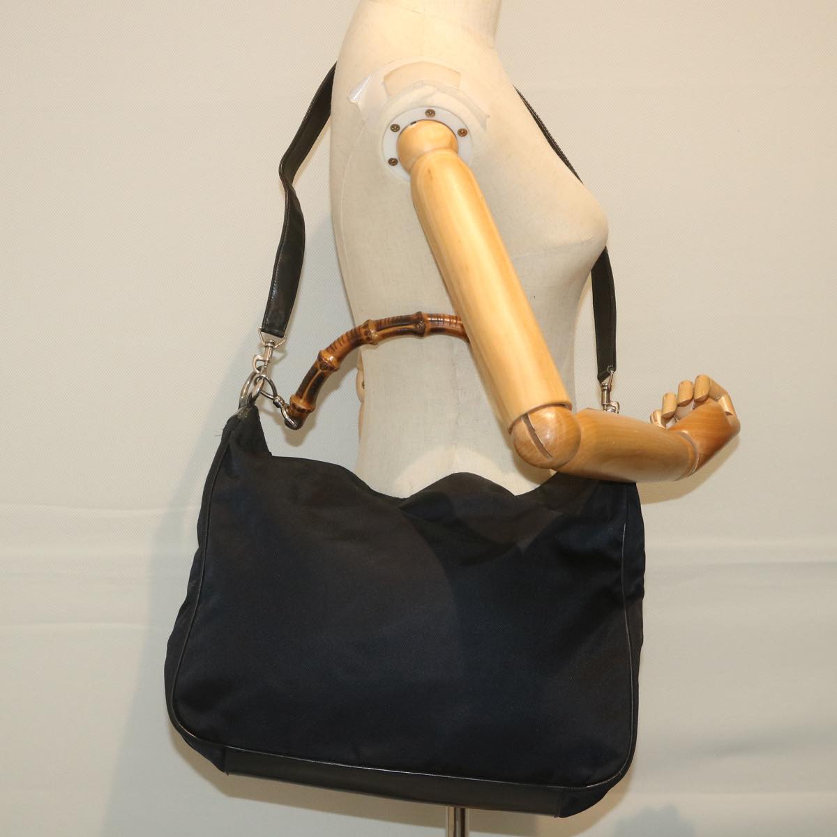 GUCCI Bamboo Hand Bag Nylon 2way Brown 001 2058 1577 58414