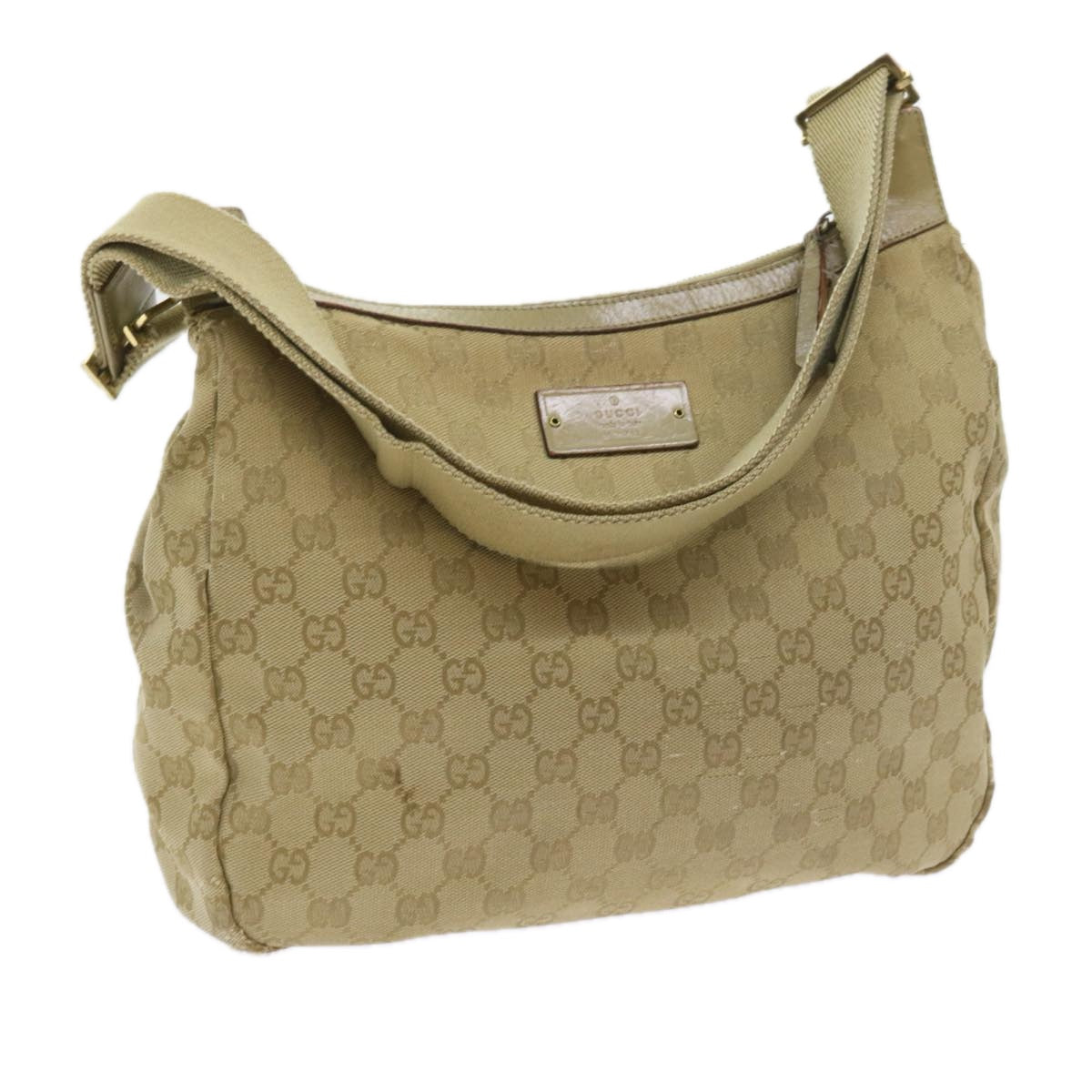 GUCCI GG Canvas Shoulder Bag Beige 90762 58417